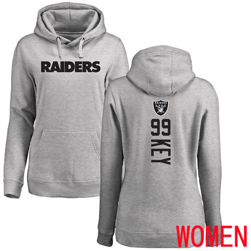 Oakland Raiders Ash Women Arden Key Backer NFL Football 99 Pullover Hoodie Sweatshirts